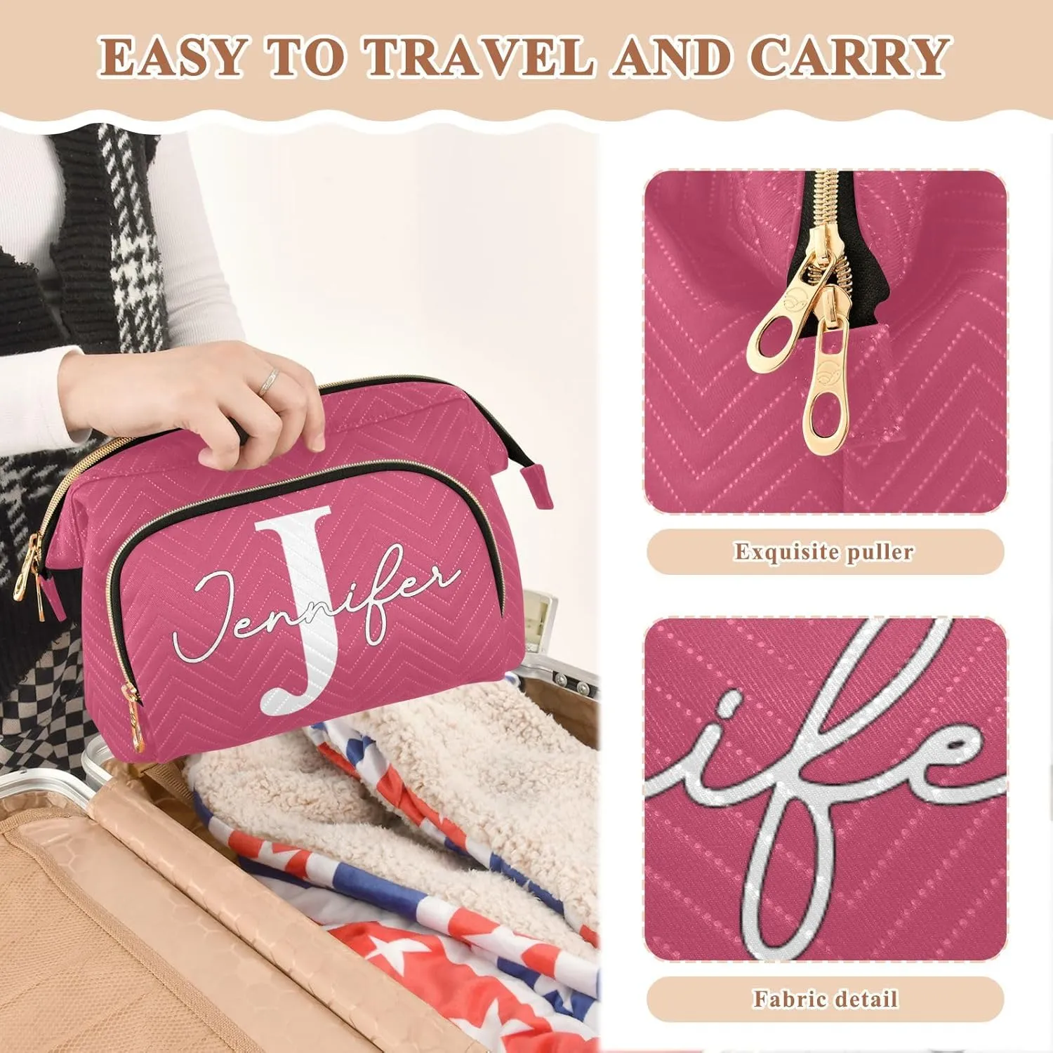 Azalea Custom Makeup Bag Travel Toiletry Bag Make Up Bags Cosmetic Bag Pouch Large Makeup Case Box Bag Organizer Skincare Bag for Toiletries Women Purse Men Adults Trip Sports