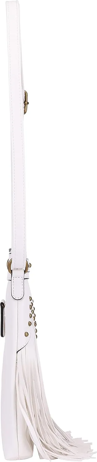 B BRENTANO Vegan Fringed Crossbody Bag with Studs