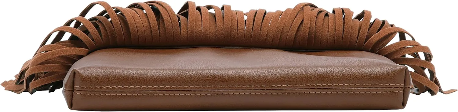 B BRENTANO Vegan Fringed Crossbody Bag with Studs