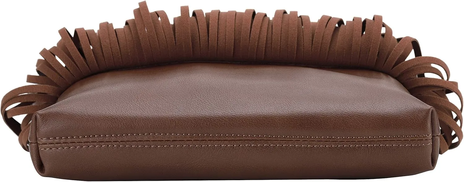 B BRENTANO Vegan Fringed Crossbody Bag with Studs
