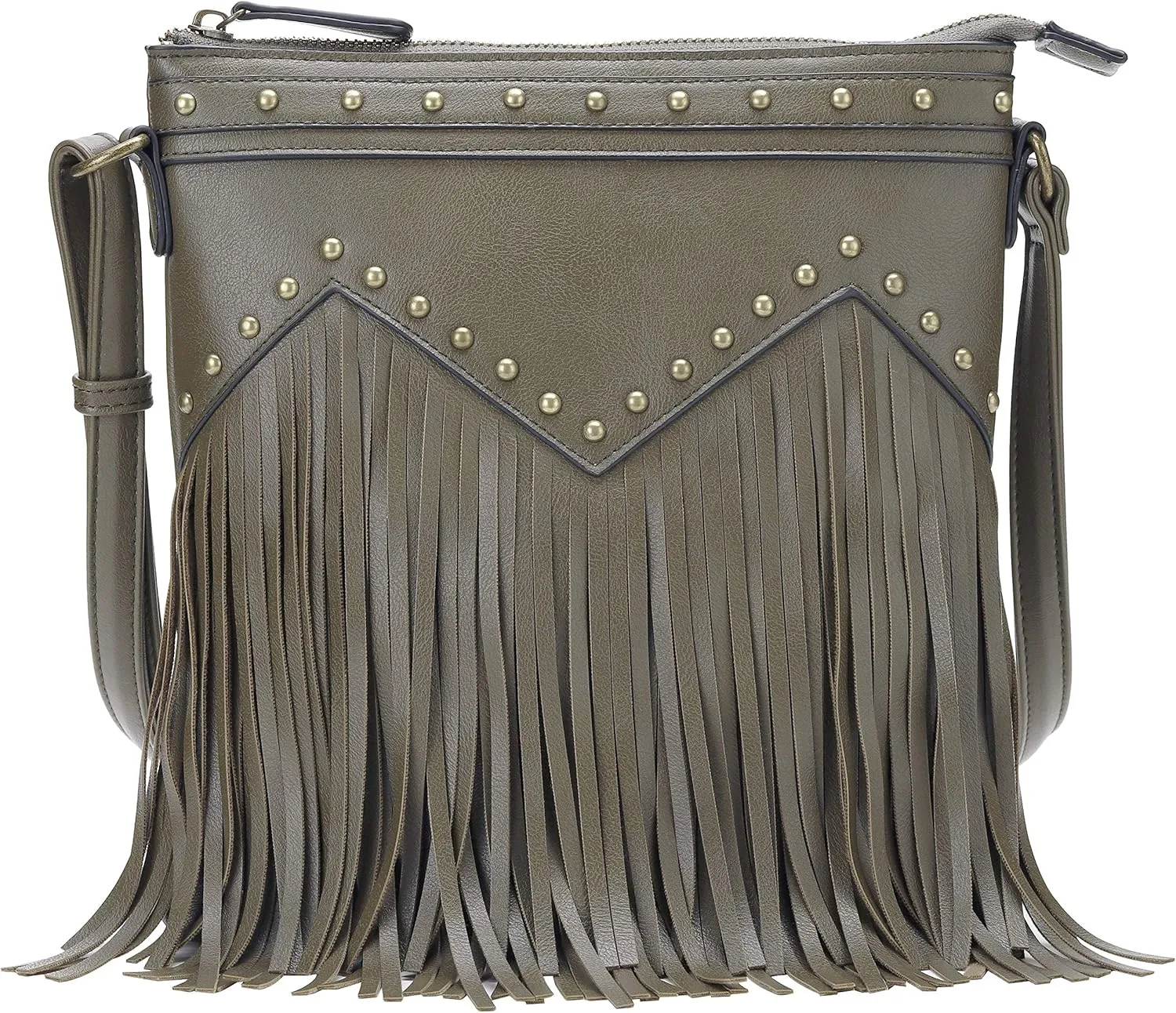 B BRENTANO Vegan Fringed Crossbody Bag with Studs