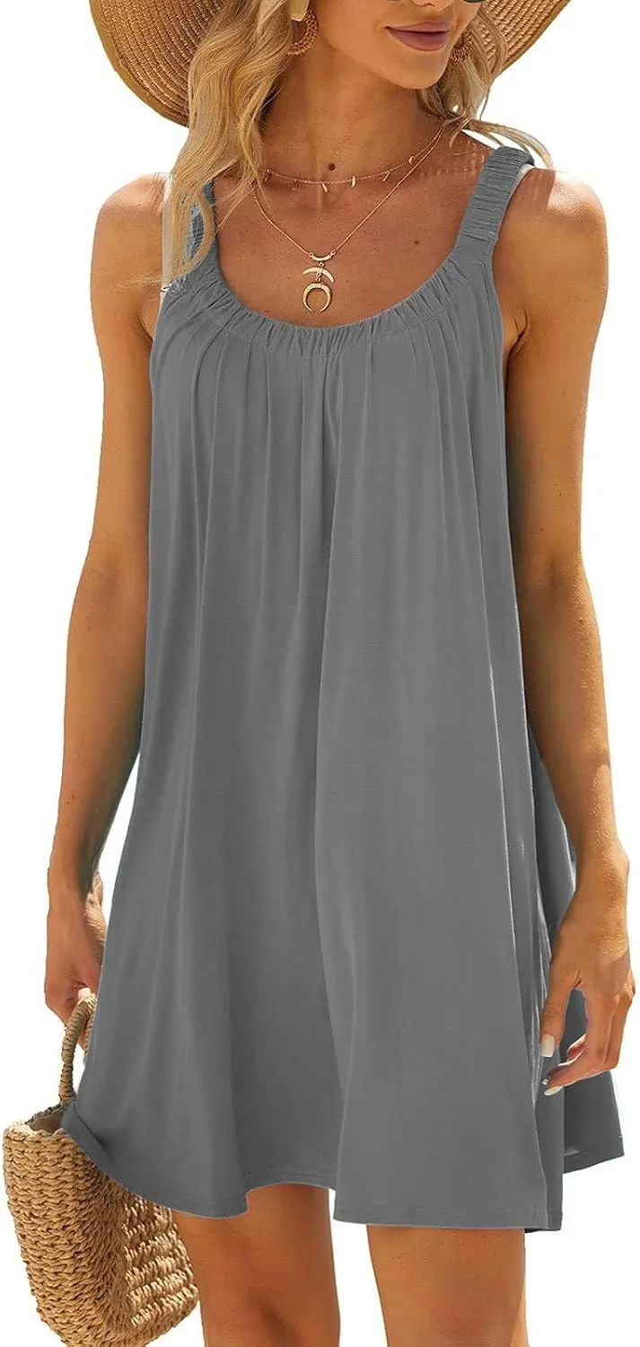 Backless Camisole Mini Dress: Ideal for Transitioning from Beach to Boardwalk, A Solid Color Stretchy Swim Cover Up