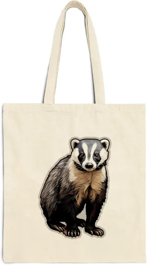 Badger Cotton Tote Bag for Women Men Casual Tote Bag Cloth Canvas Shopping Bags with Handles Cute Bags Everyday Use 15" x 16" Aesthetic Gift ID44997