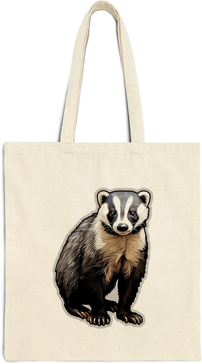 Badger Cotton Tote Bag for Women Men Casual Tote Bag Cloth Canvas Shopping Bags with Handles Cute Bags Everyday Use 15" x 16" Aesthetic Gift ID44997