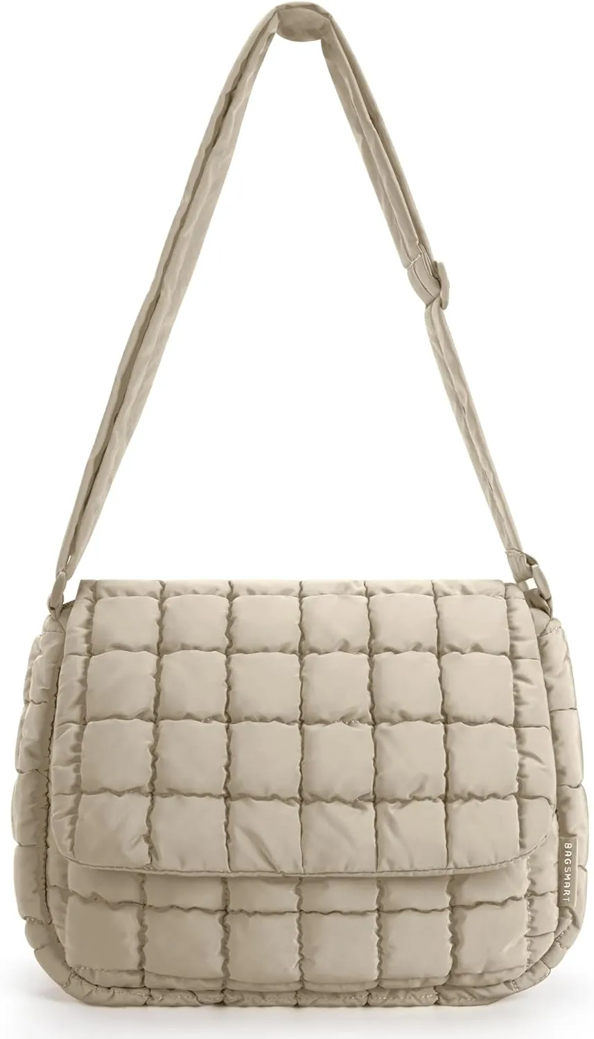 BAGSMART Medium Crossbody Bags for Women, Quilted Puffer Cross body Purse with Adjustable Strap