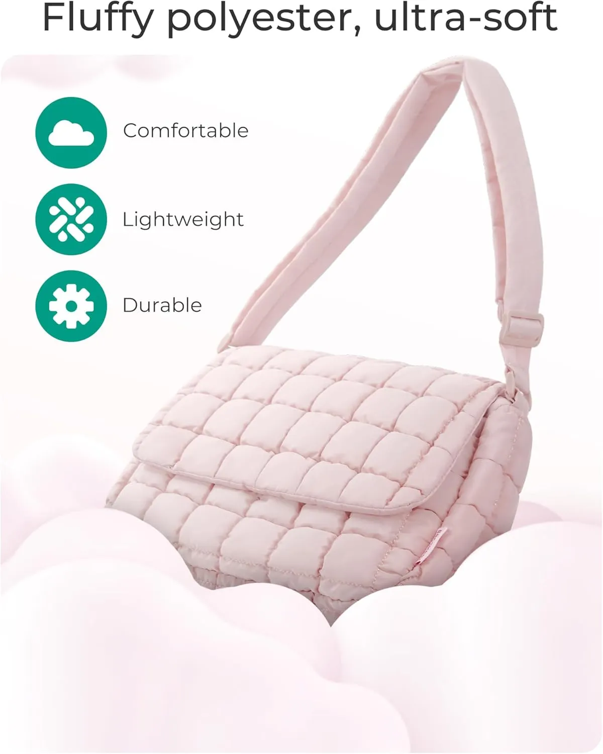 BAGSMART Medium Crossbody Bags for Women, Quilted Puffer Cross body Purse with Adjustable Strap