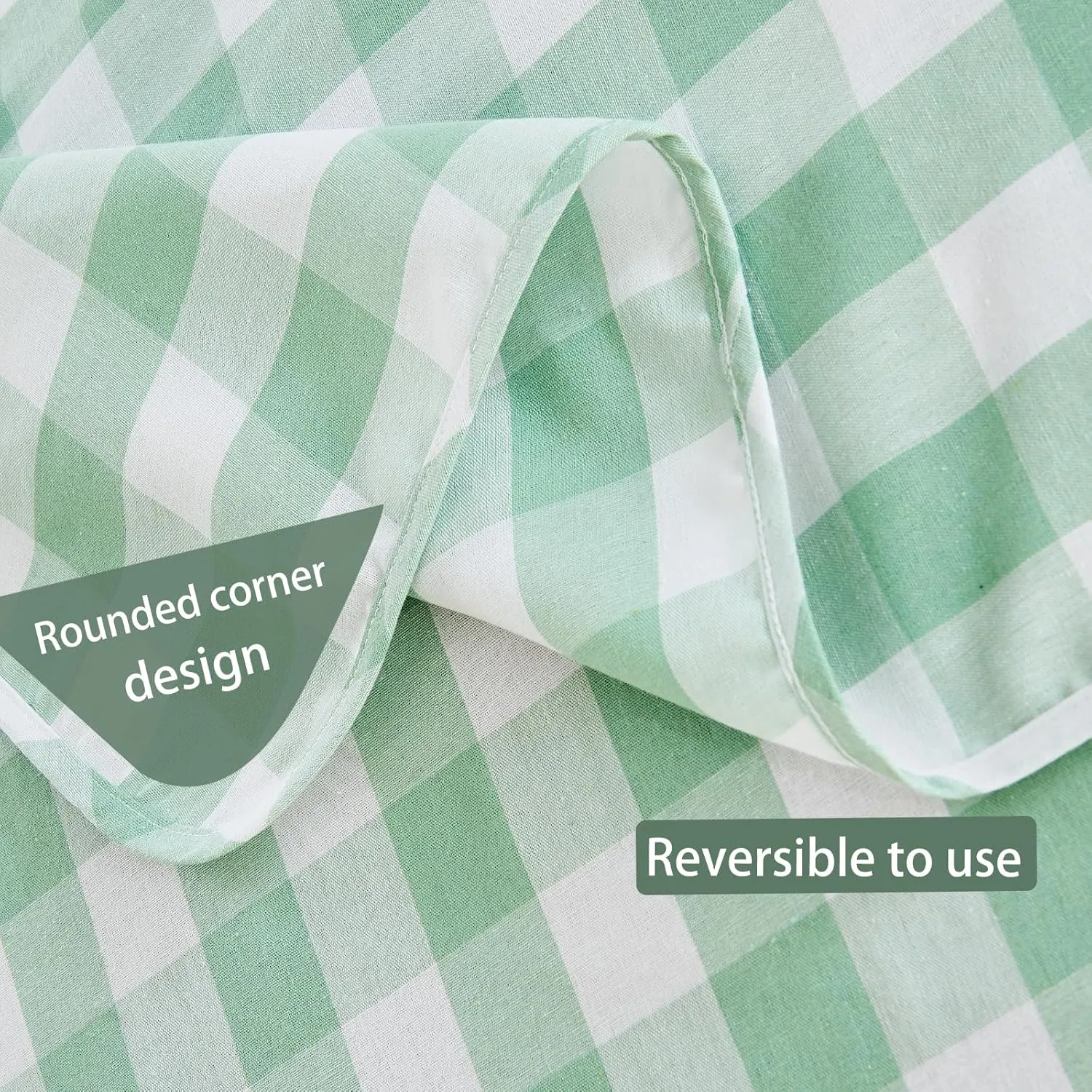 BALCONY & FALCON Rectangular Checkered Tablecloth Waterproof Washable Gingham Reversible Table Cloth for Outdoor Picnic Kitchen Holiday Buffet Banquet Easter Party (Light Green, 57 x 118 inch)