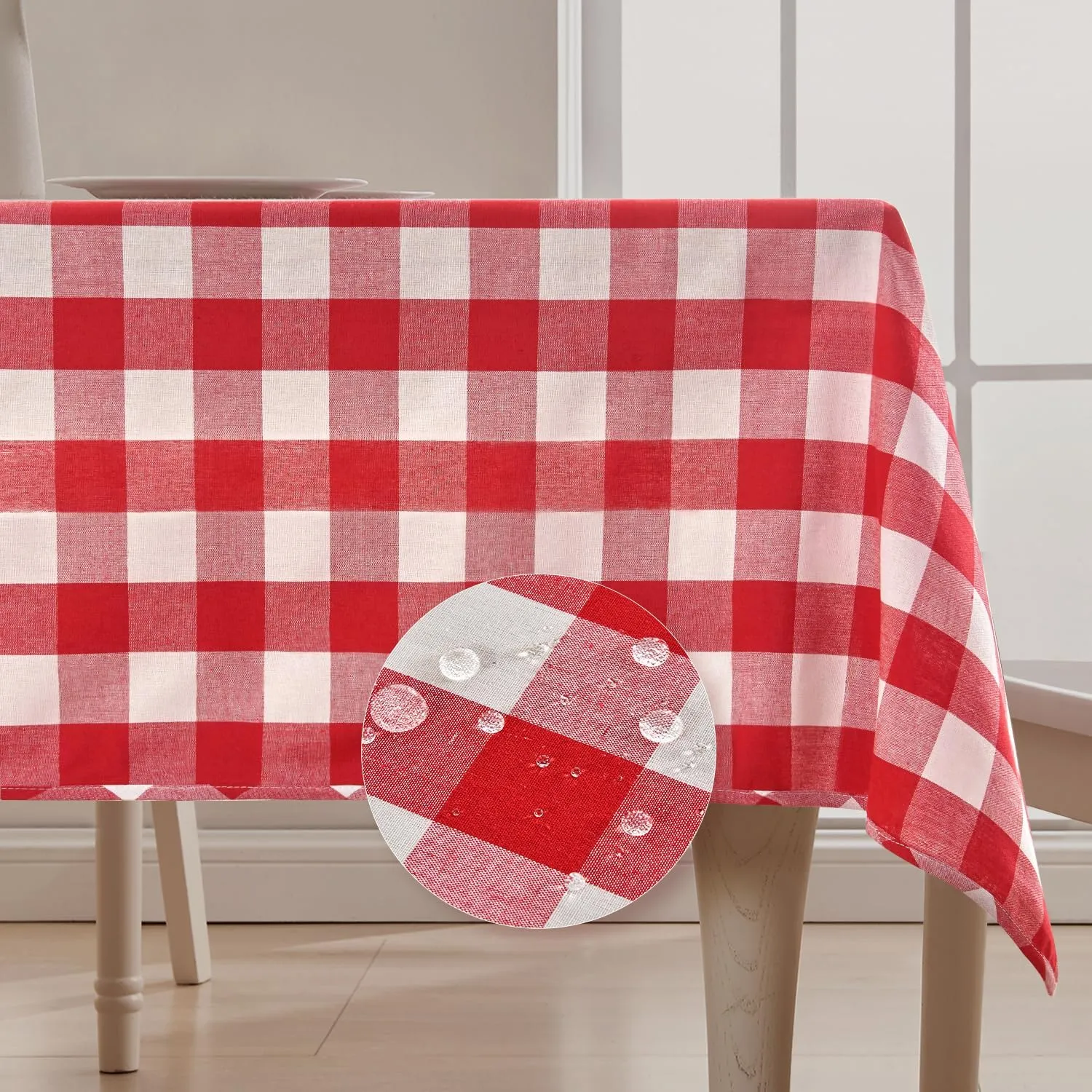 BALCONY & FALCON Rectangular Checkered Tablecloth Waterproof Washable Gingham Reversible Table Cloth for Outdoor Picnic Kitchen Holiday Buffet Banquet Easter Party (Red, 57 x 118 inch)