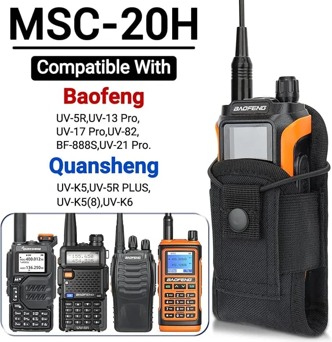 BAOFENG Tactical Pouch Walkie Talkie Bag Molle Radio Pouch Portable Radio Case Outdoor Nylon Case Holster Pouch Bag UV-5R BF-F8HP 5RM UV-21R Quangsheng UV-K5 8 K5PLUS AR-152 UV-17R Two Way Radio