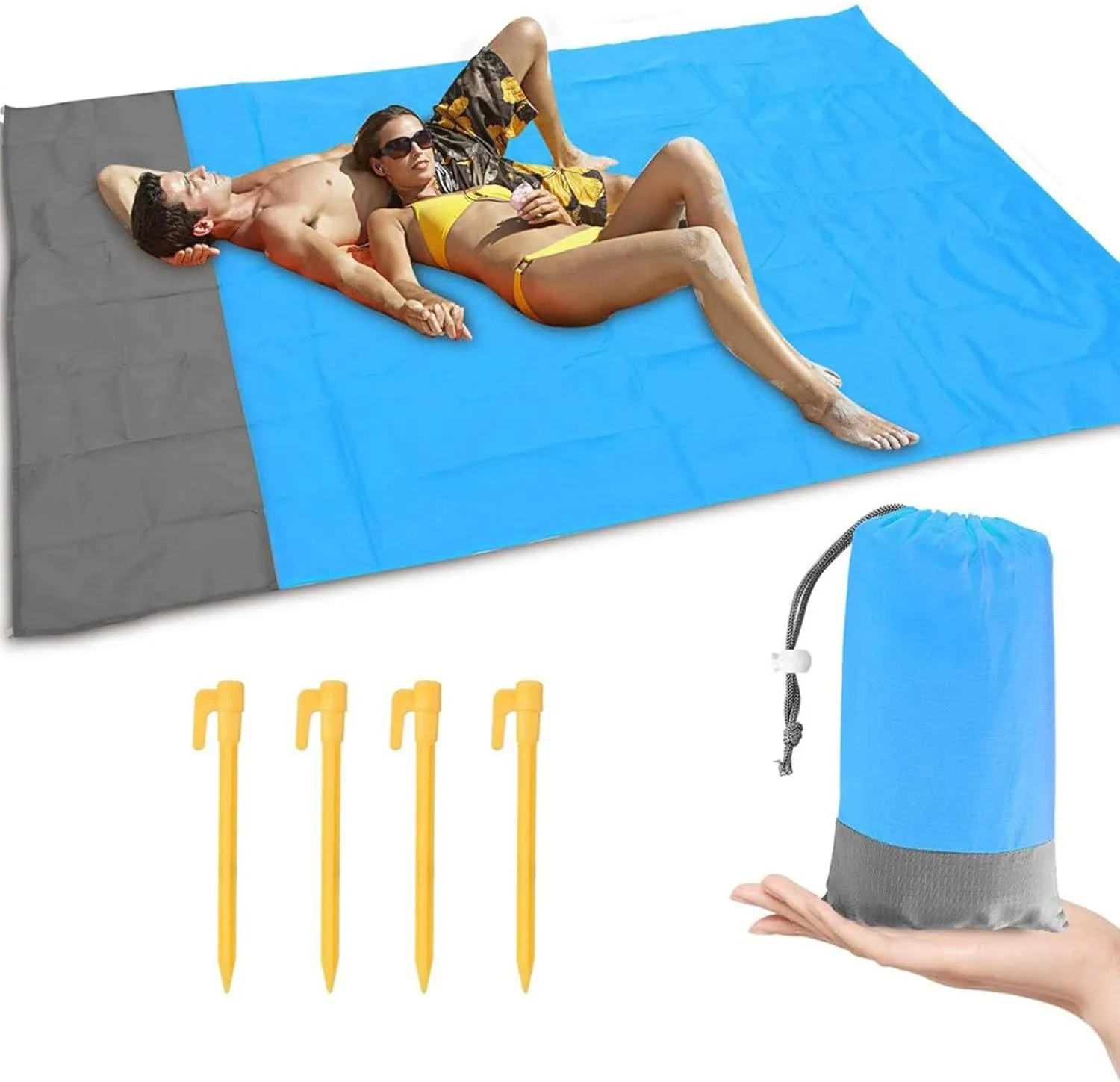 Beach Blankets, 80"×50" Waterproof Sandproof Extra Large Quick Drying Beach Mat with Storage Bag,Durable Picnic Mat,Lightweight Beach Blankets for Travel Camping Outdoor Hiking