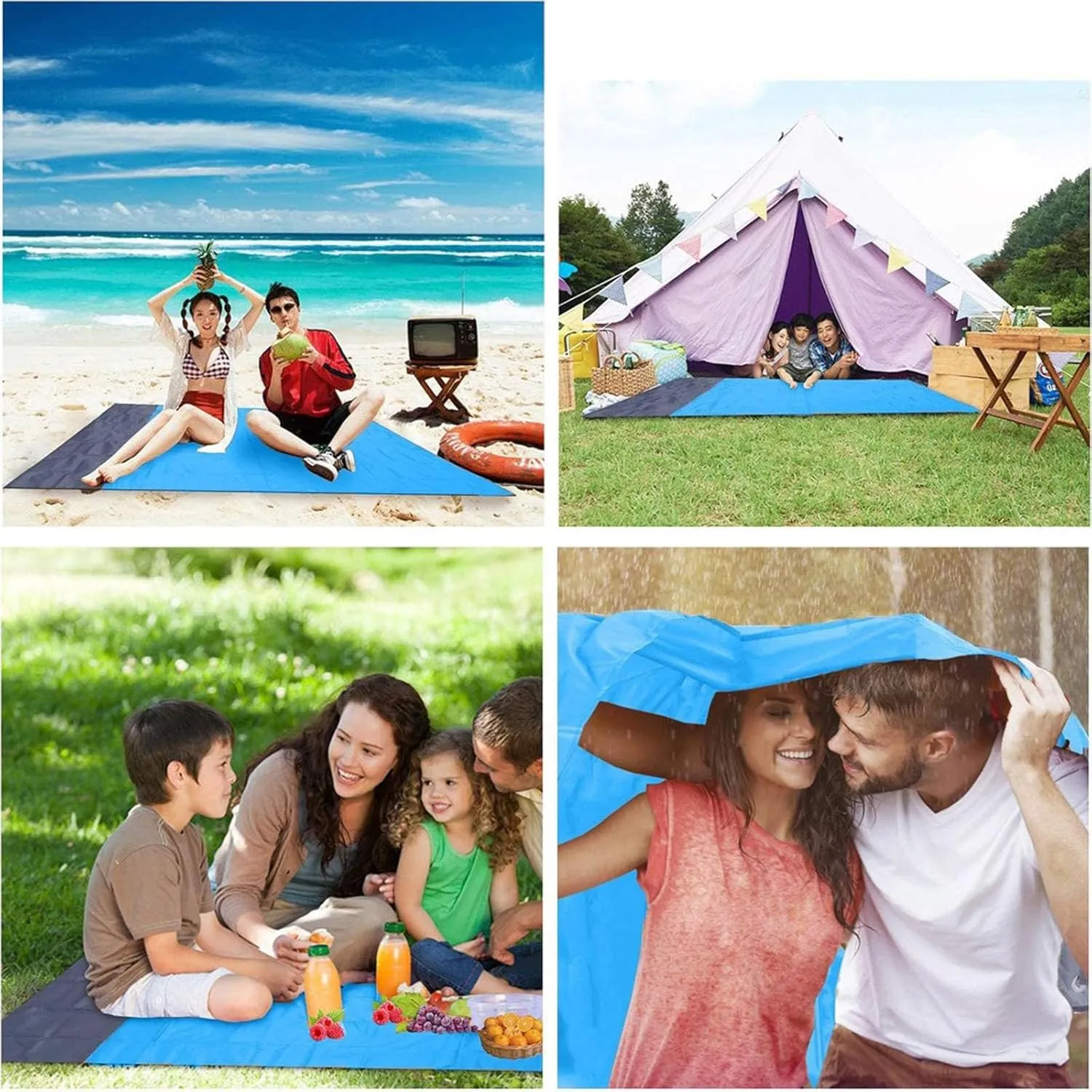 Beach Blankets, 80"×50" Waterproof Sandproof Extra Large Quick Drying Beach Mat with Storage Bag,Durable Picnic Mat,Lightweight Beach Blankets for Travel Camping Outdoor Hiking