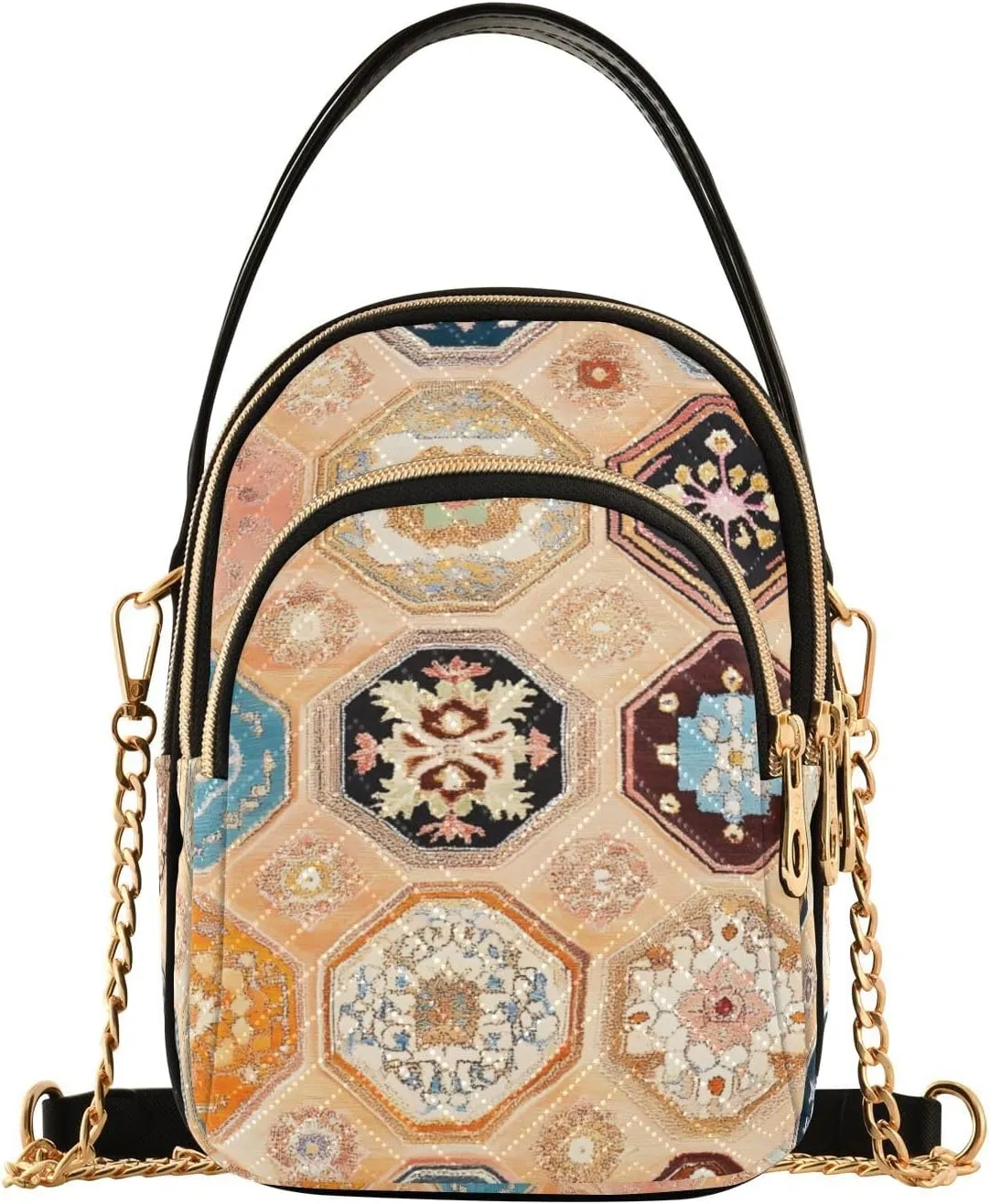 Beautiful Hexagon Tiles Crossbody Purse for Women Travel Handbag Small Shoulder Bag