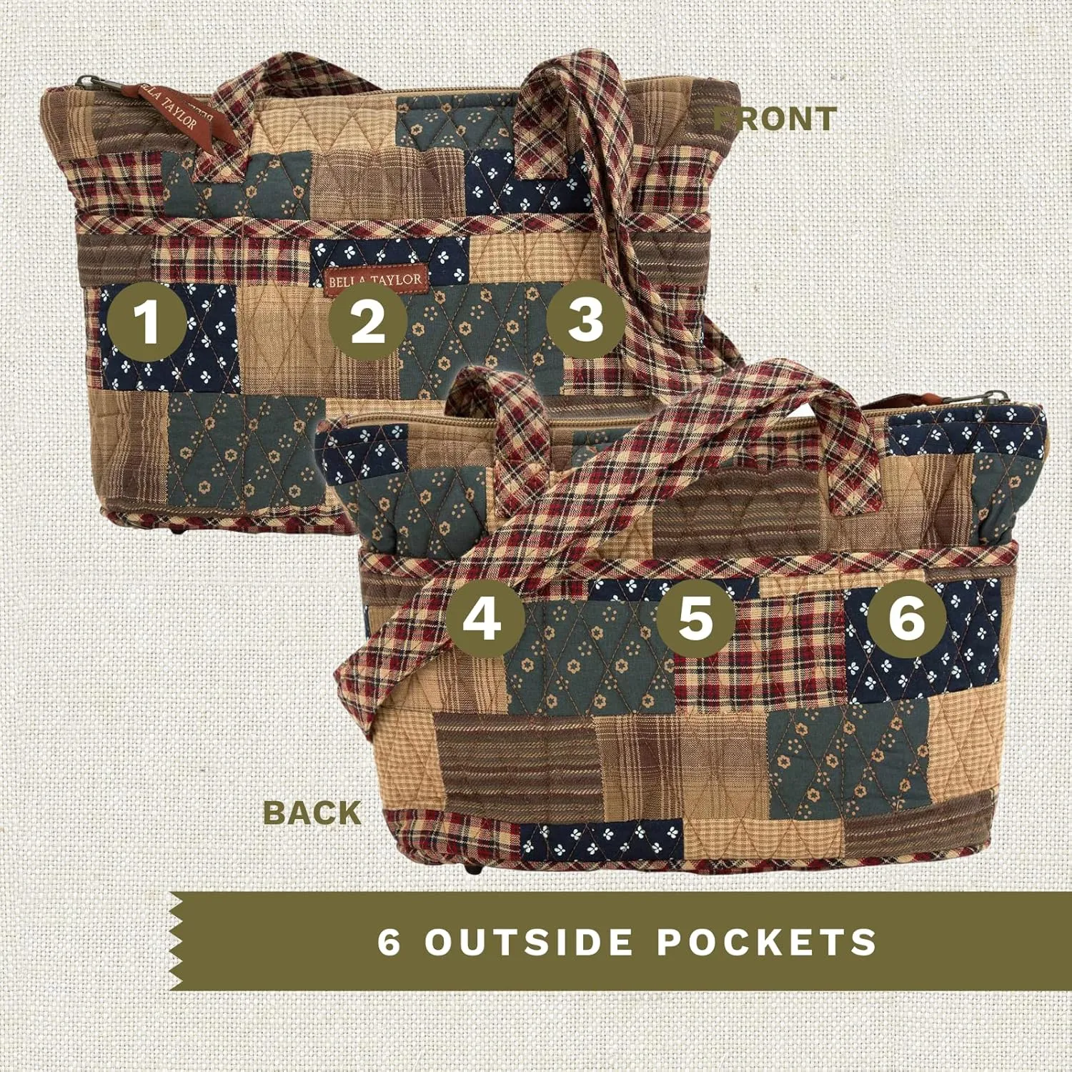 Bella Taylor Small Tote | Lightweight Quilted Fabric Purses for Women