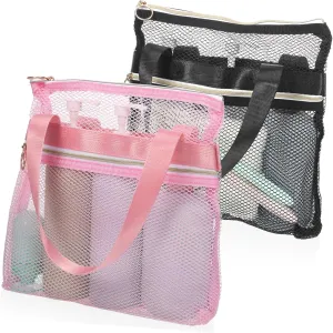 BESPORTBLE 2 Pcs Portable Mesh Shower Lightweight Toiletry Bag for Travel Camping Gym Beach Breathable Design with Ample Storage for Quick Drying and Easy Visibility