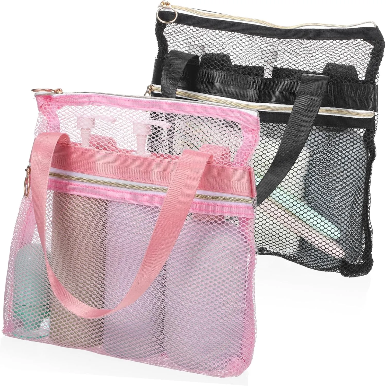 BESPORTBLE 2 Pcs Portable Mesh Shower Lightweight Toiletry Bag for Travel Camping Gym Beach Breathable Design with Ample Storage for Quick Drying and Easy Visibility