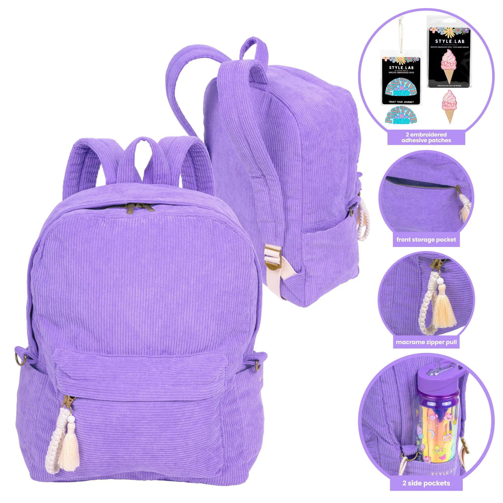 Billie Corduroy Backpack Periwinkle