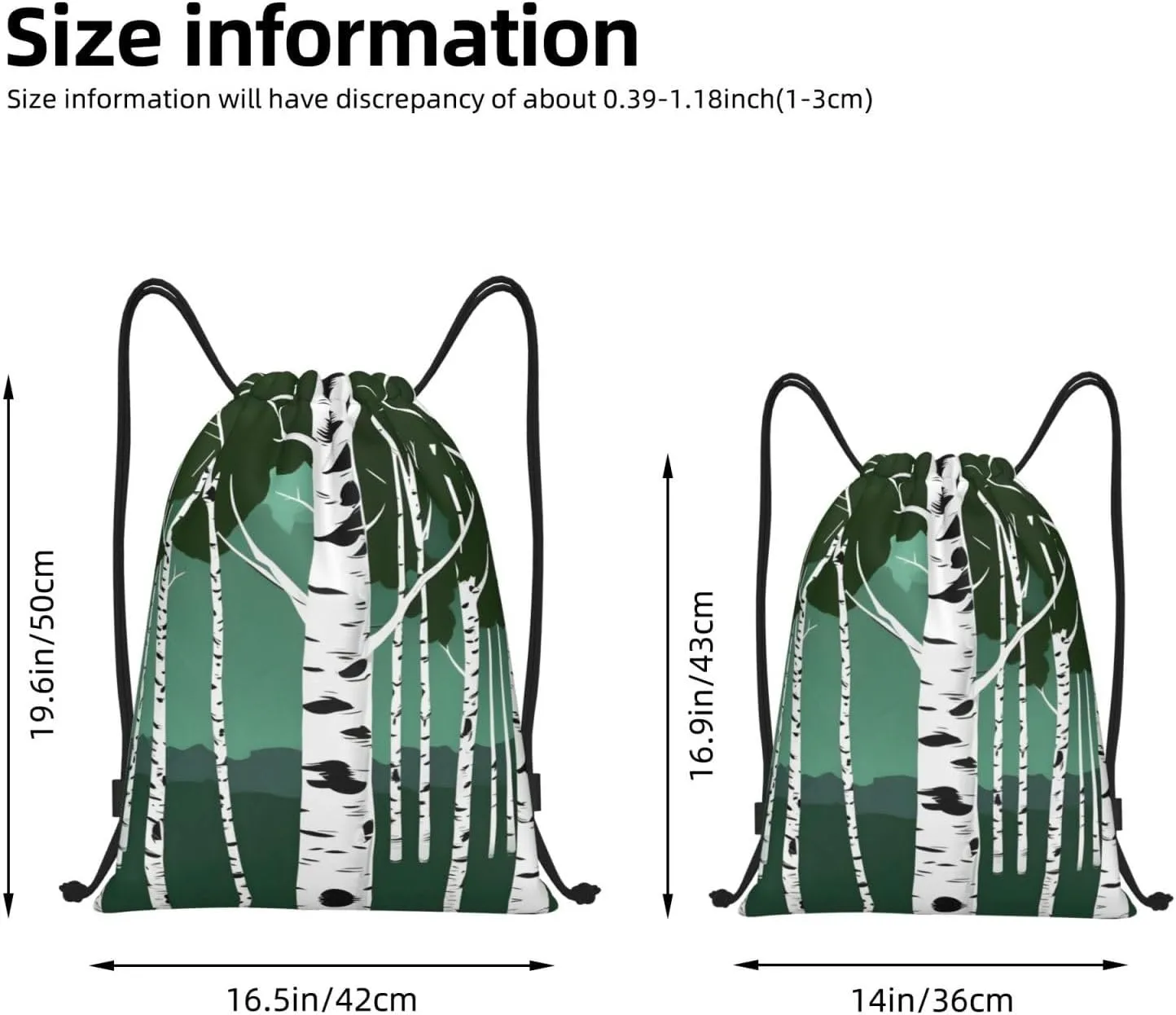 Birch Trees Stylish Drawstring Backpacks Cinch Bags, Gym Cinch Bag Polyester String Bag For Men Women