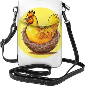 Bird's Nest Golden Chicken Small Crossbody Bags, Printed Cell Phone Purse with Card Slots, Shoulder Handbag with Strap