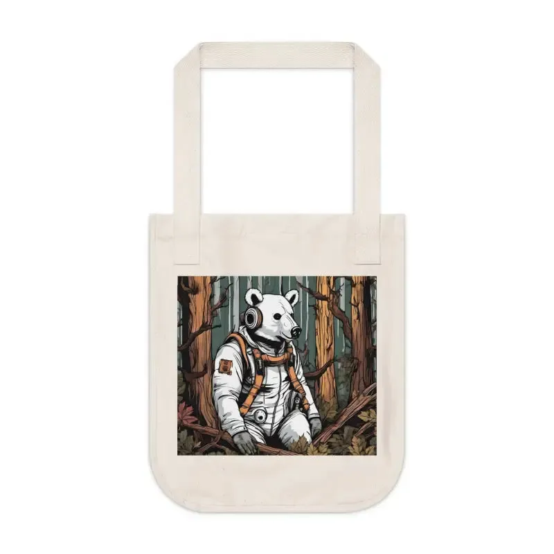 Bold Eco Canvas Tote Bag with Polar Bear Gas Mask