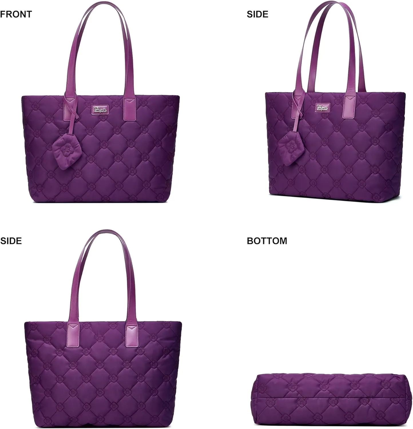 BOYATU Puffer Tote Bag for Women: Quilted Handbag with Zipper - Large Puffy Purse - Work Tote Bags with Laptop Compartments
