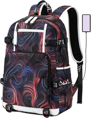 Boys Backpack with Charging Port, Laptop Backpacks 17 Inch, Water Resistant Daypack Bookbags for College Students (Red)