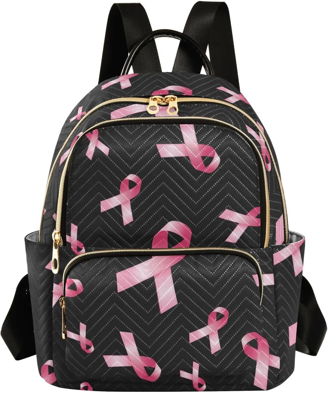 Breast Cancer Awareness Pink Rib Mini Backpack for Women, Travel Backpack Purse Daypack Shoulder Bag for Ladies