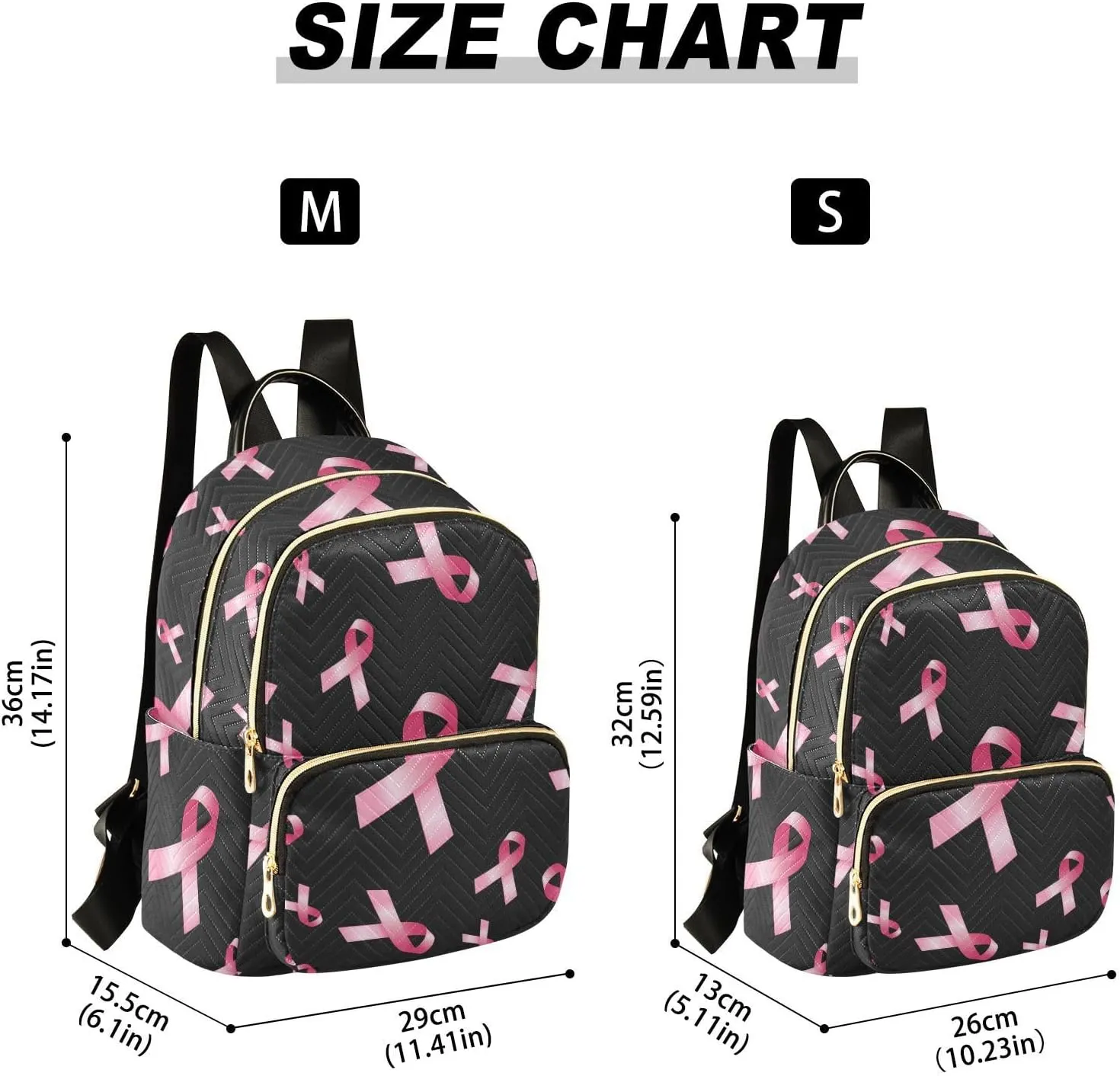 Breast Cancer Awareness Pink Rib Mini Backpack for Women, Travel Backpack Purse Daypack Shoulder Bag for Ladies