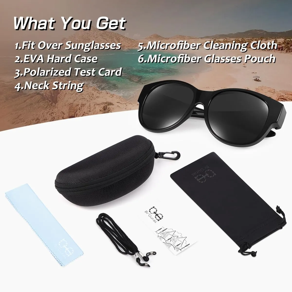 Br’Guras Oversized Polarized Fit over Sunglasses Over Glasses for Men and Women