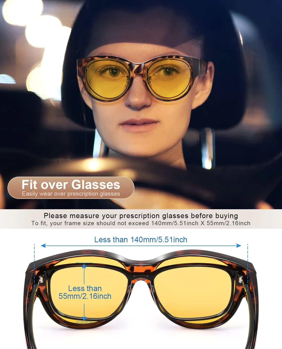 Br’Guras Oversized Polarized Fit over Sunglasses Over Glasses for Men and Women