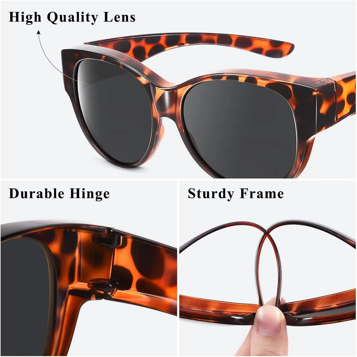 Br’Guras Oversized Polarized Fit over Sunglasses Over Glasses for Men and Women