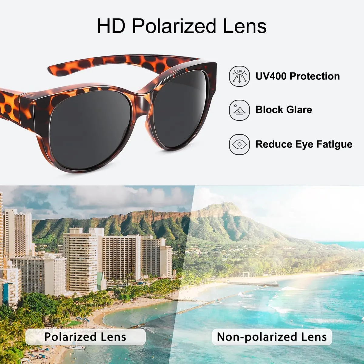 Br’Guras Oversized Polarized Fit over Sunglasses Over Glasses for Men and Women