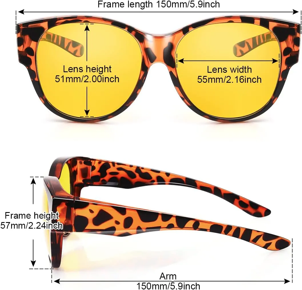 Br’Guras Oversized Polarized Fit over Sunglasses Over Glasses for Men and Women