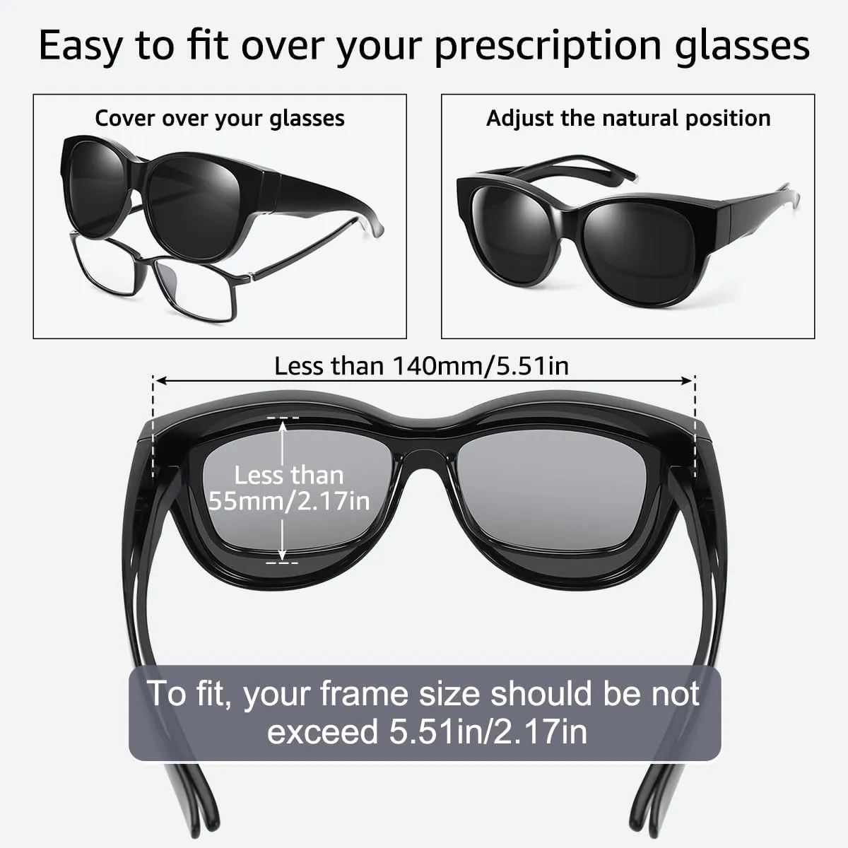 Br’Guras Oversized Polarized Fit over Sunglasses Over Glasses for Men and Women