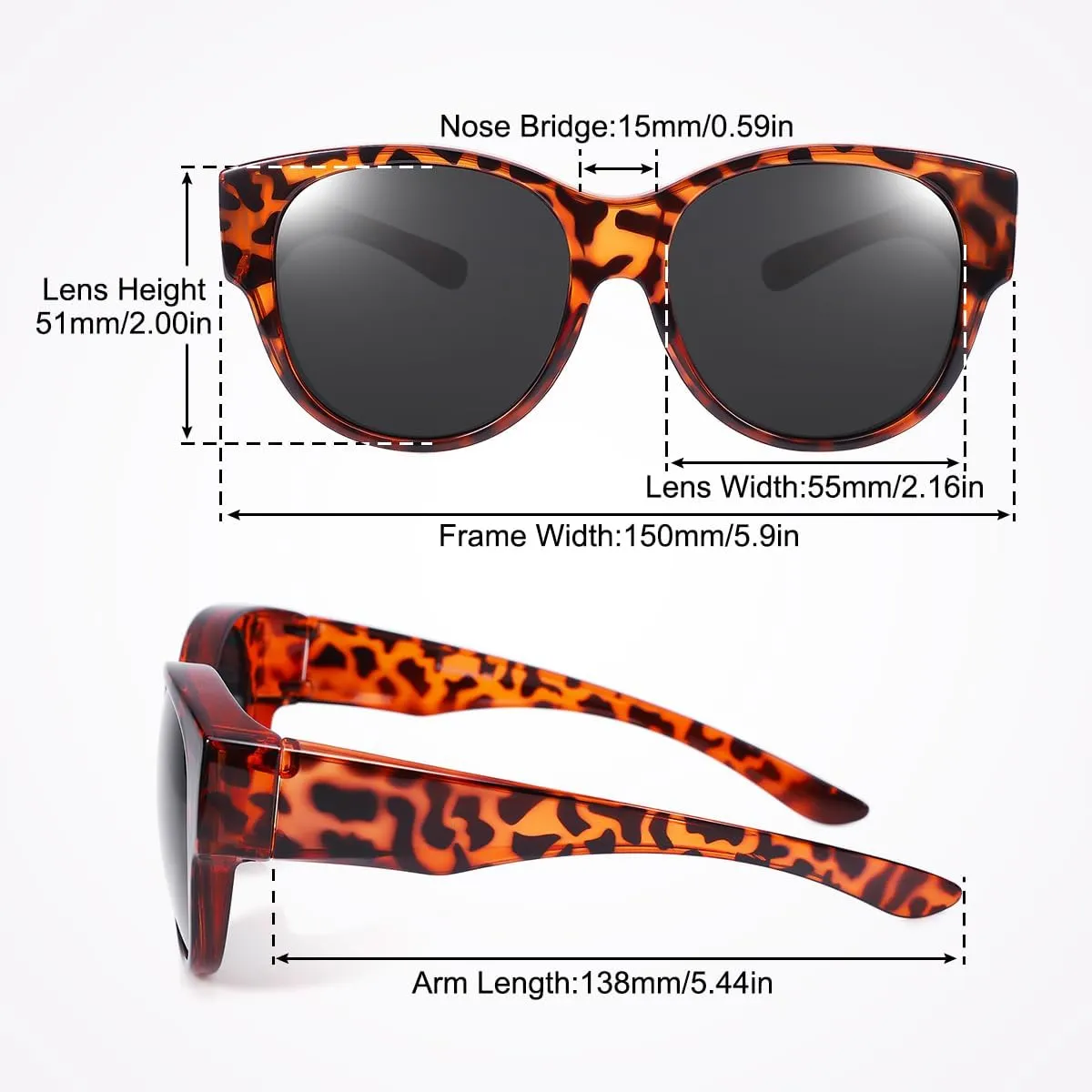 Br’Guras Oversized Polarized Fit over Sunglasses Over Glasses for Men and Women
