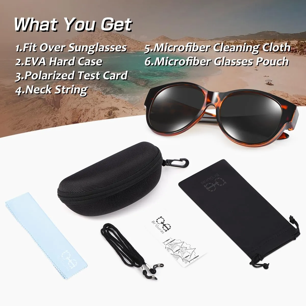 Br’Guras Oversized Polarized Fit over Sunglasses Over Glasses for Men and Women