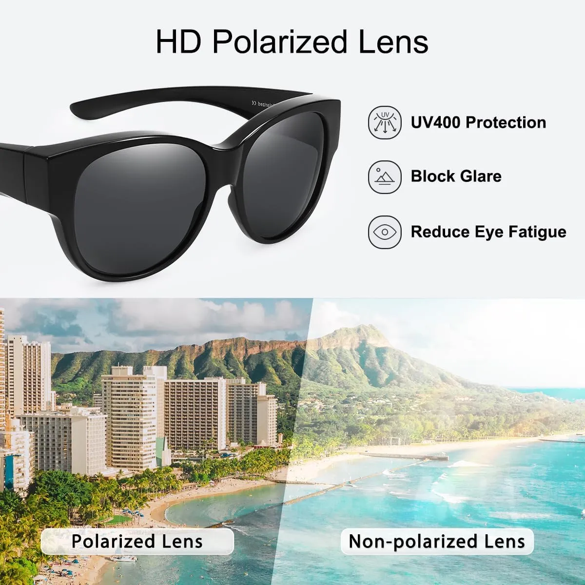 Br’Guras Oversized Polarized Fit over Sunglasses Over Glasses for Men and Women