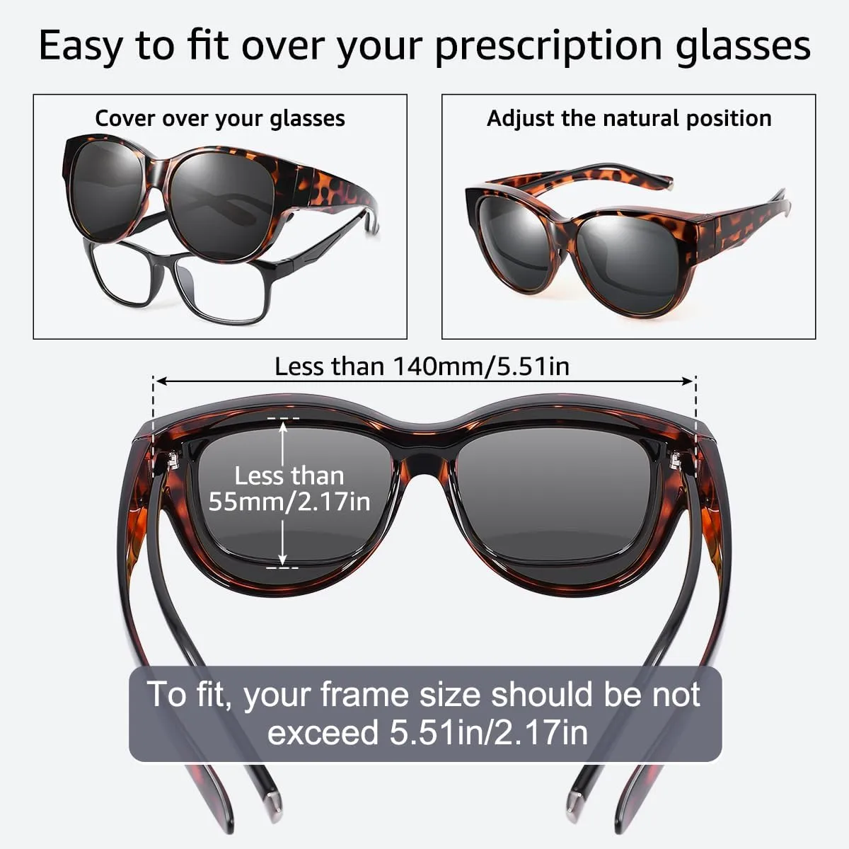 Br’Guras Oversized Polarized Fit over Sunglasses Over Glasses for Men and Women