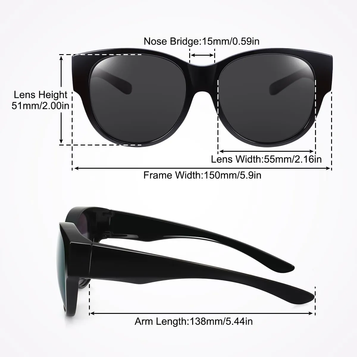 Br’Guras Oversized Polarized Fit over Sunglasses Over Glasses for Men and Women