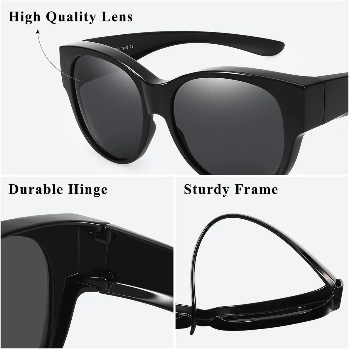 Br’Guras Oversized Polarized Fit over Sunglasses Over Glasses for Men and Women