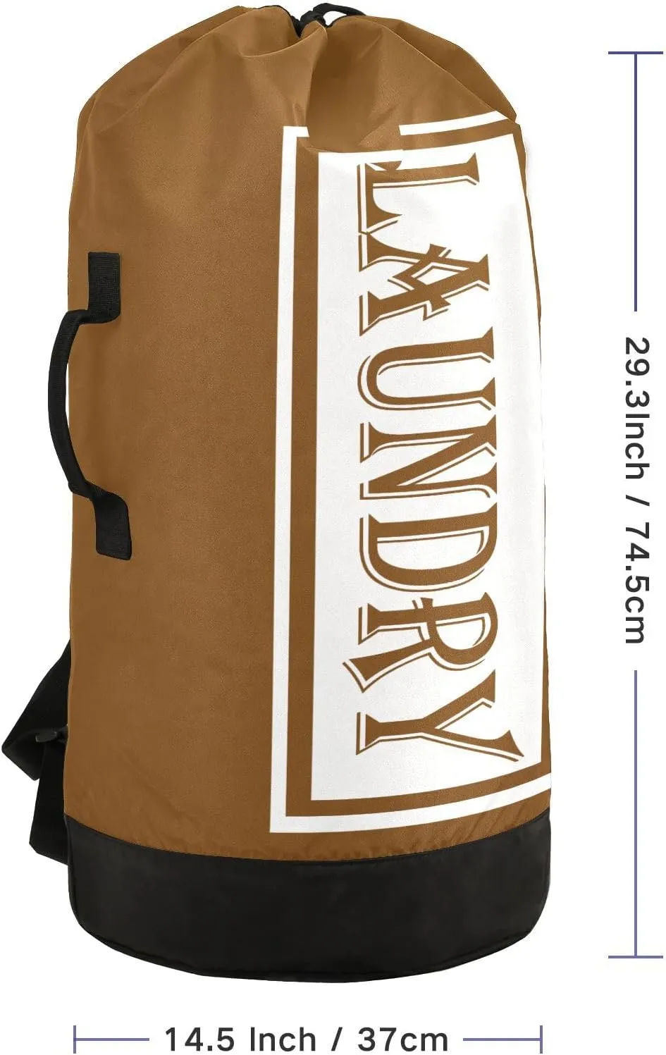 Brown Nylon Travel Laundry Bag for Luggage Dirty Heavy Duty Dirty Clothes Organizer with Drawstring Closure & Shoulder Straps Clothes Hamper Bag for College Dorm Factories Apartment