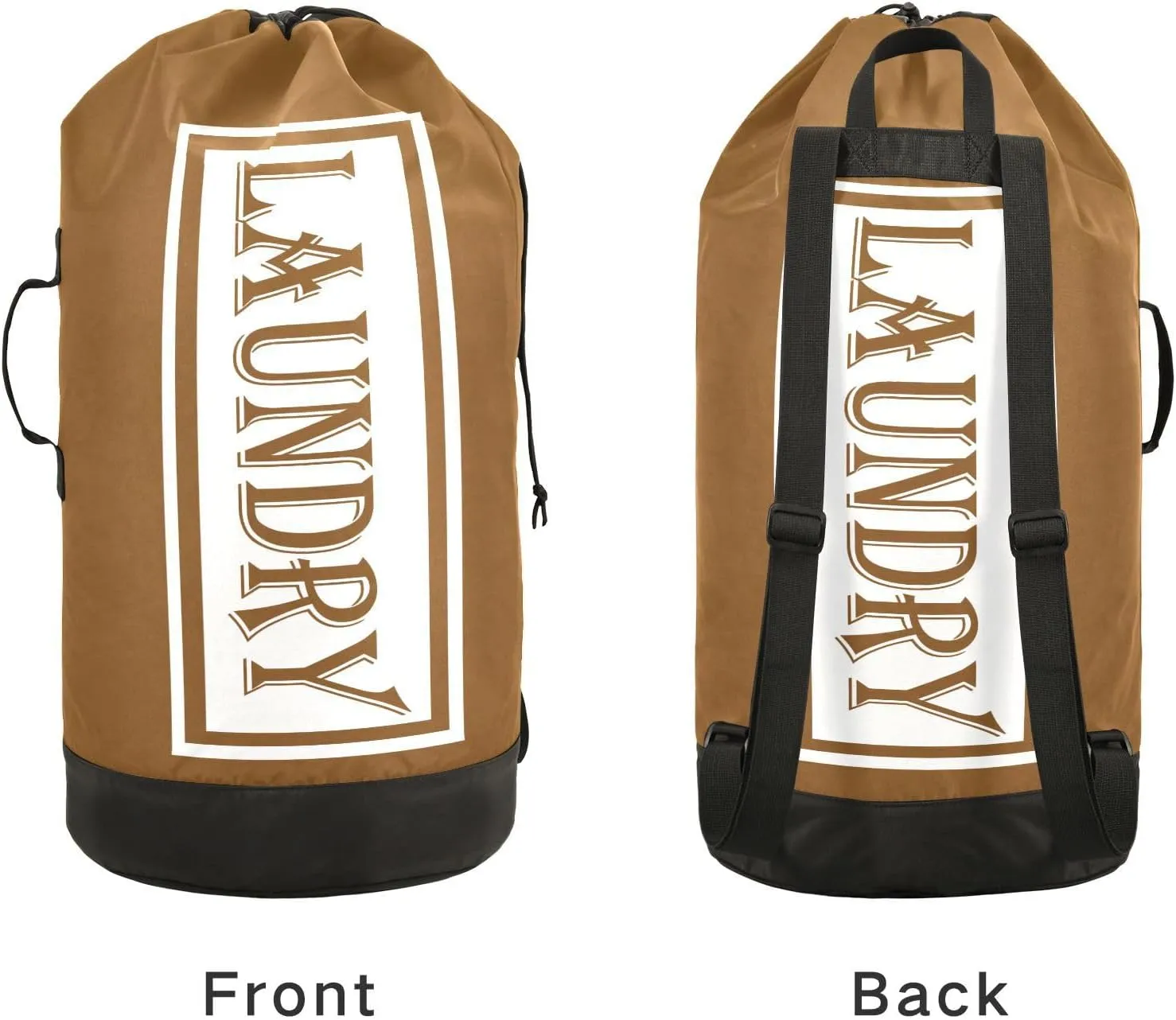 Brown Nylon Travel Laundry Bag for Luggage Dirty Heavy Duty Dirty Clothes Organizer with Drawstring Closure & Shoulder Straps Clothes Hamper Bag for College Dorm Factories Apartment
