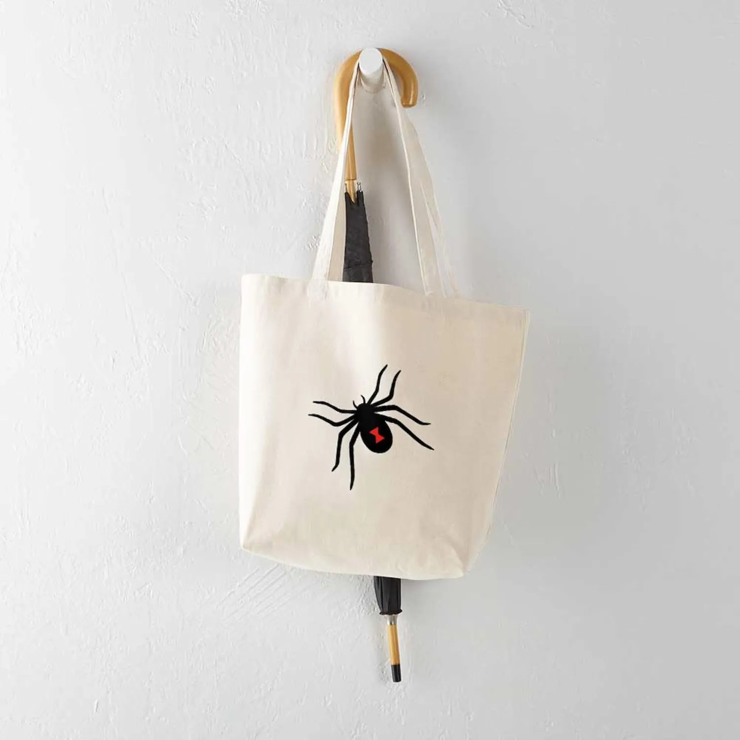 CafePress Black Widow Spider Tote Bag Reusable Natural Beige Canvas Shopping Bag