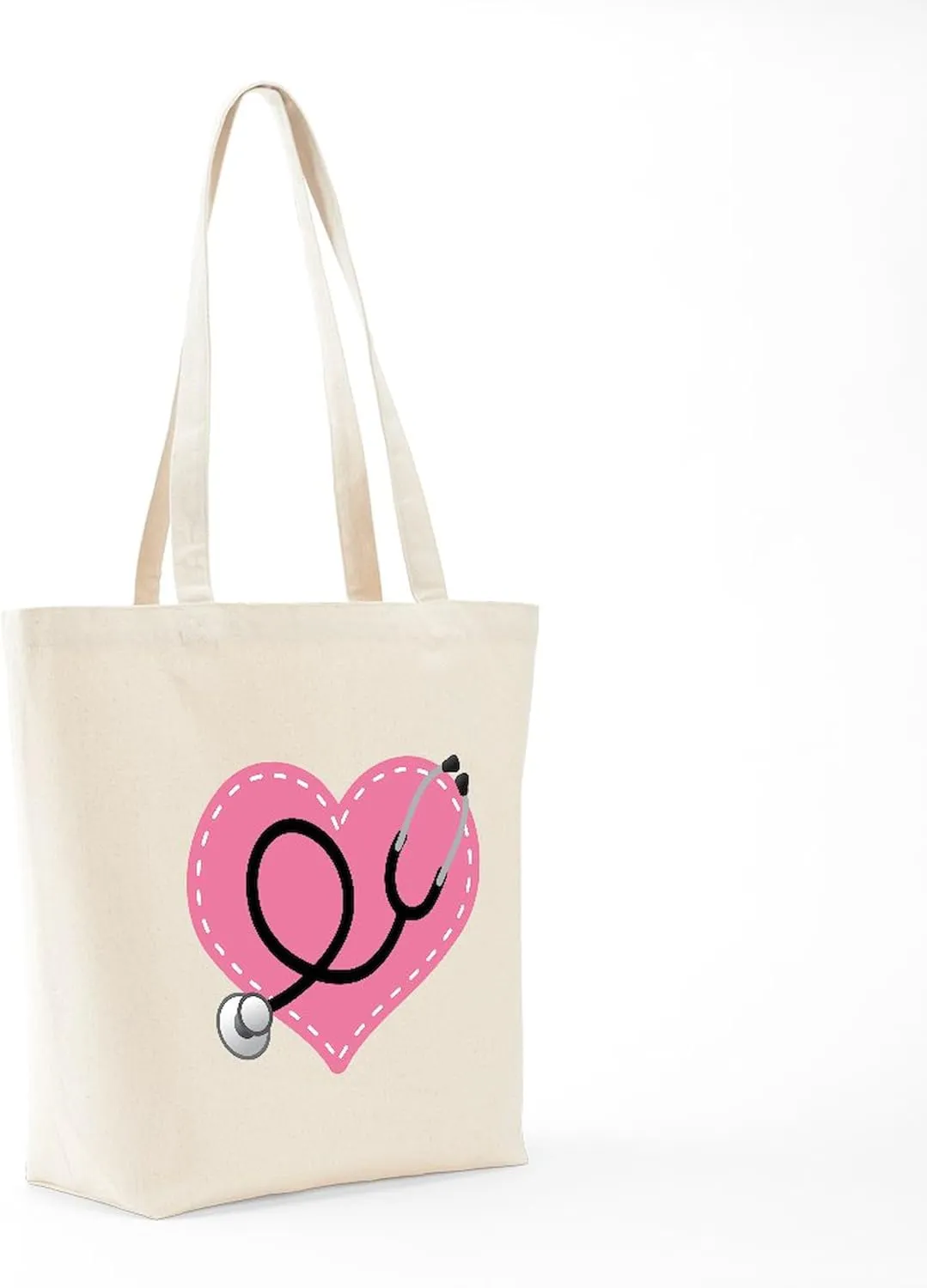 CafePress Doctor Nurse Heart Tote Bag Natural Canvas Tote Bag, Reusable Shopping Bag