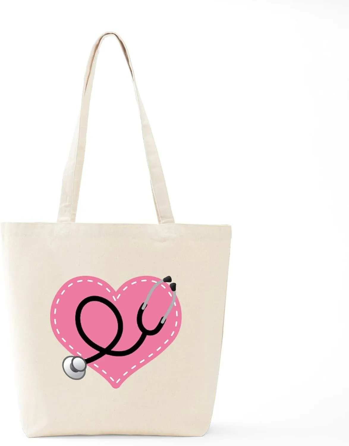 CafePress Doctor Nurse Heart Tote Bag Natural Canvas Tote Bag, Reusable Shopping Bag