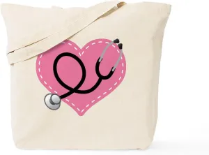 CafePress Doctor Nurse Heart Tote Bag Natural Canvas Tote Bag, Reusable Shopping Bag