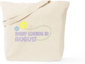 CafePress Due In August Tote Bag Reusable Natural Beige Canvas Shopping Bag