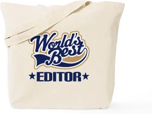 CafePress Worlds Best Editor Tote Bag Reusable Natural Beige Canvas Shopping Bag