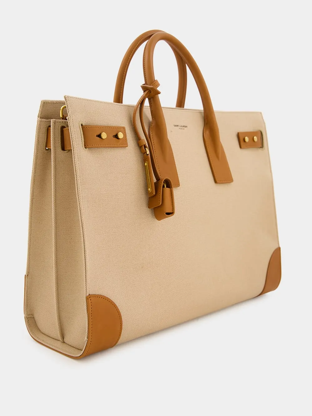 Canvas and Leather Sac de Jour Bag