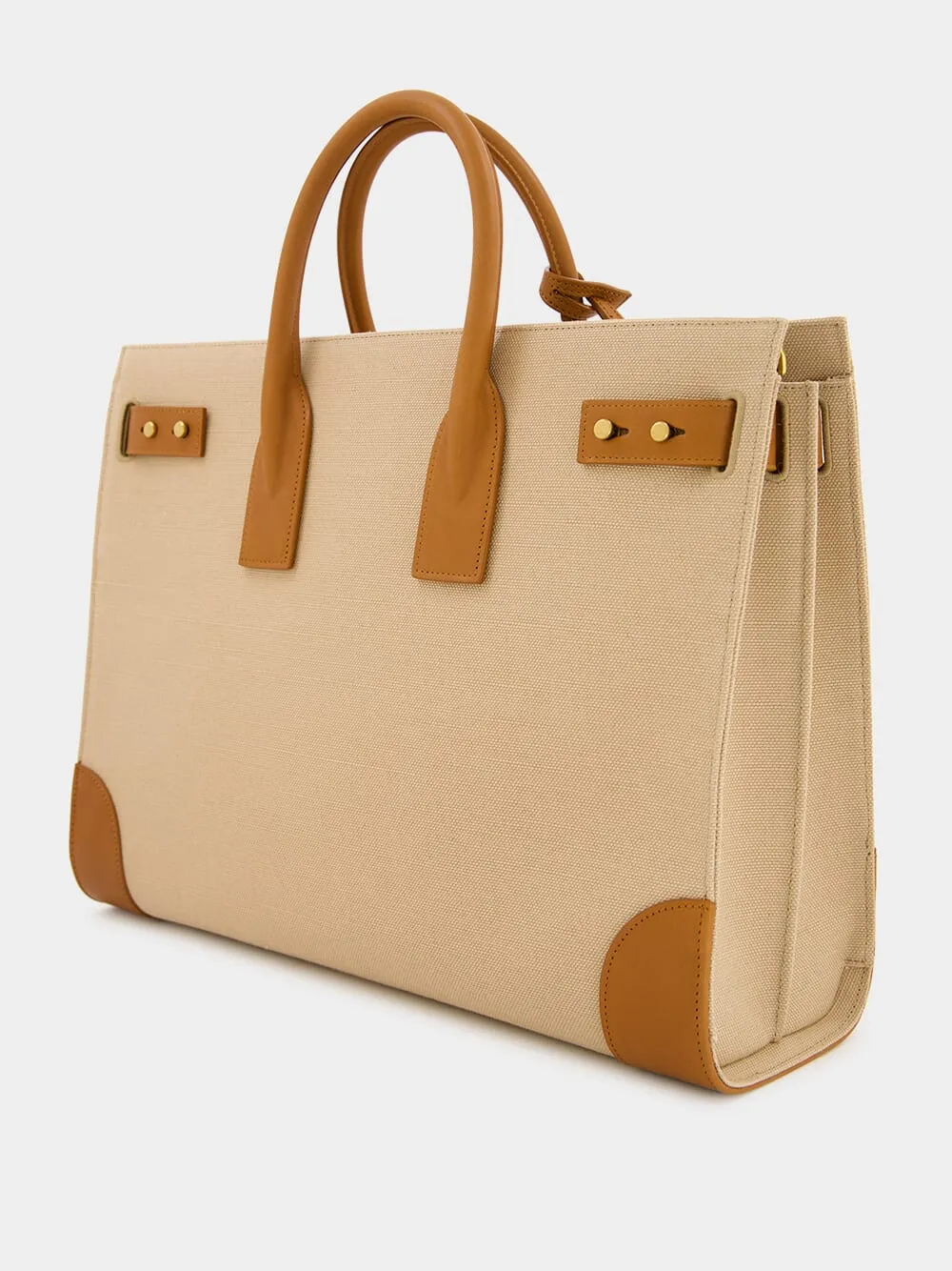 Canvas and Leather Sac de Jour Bag