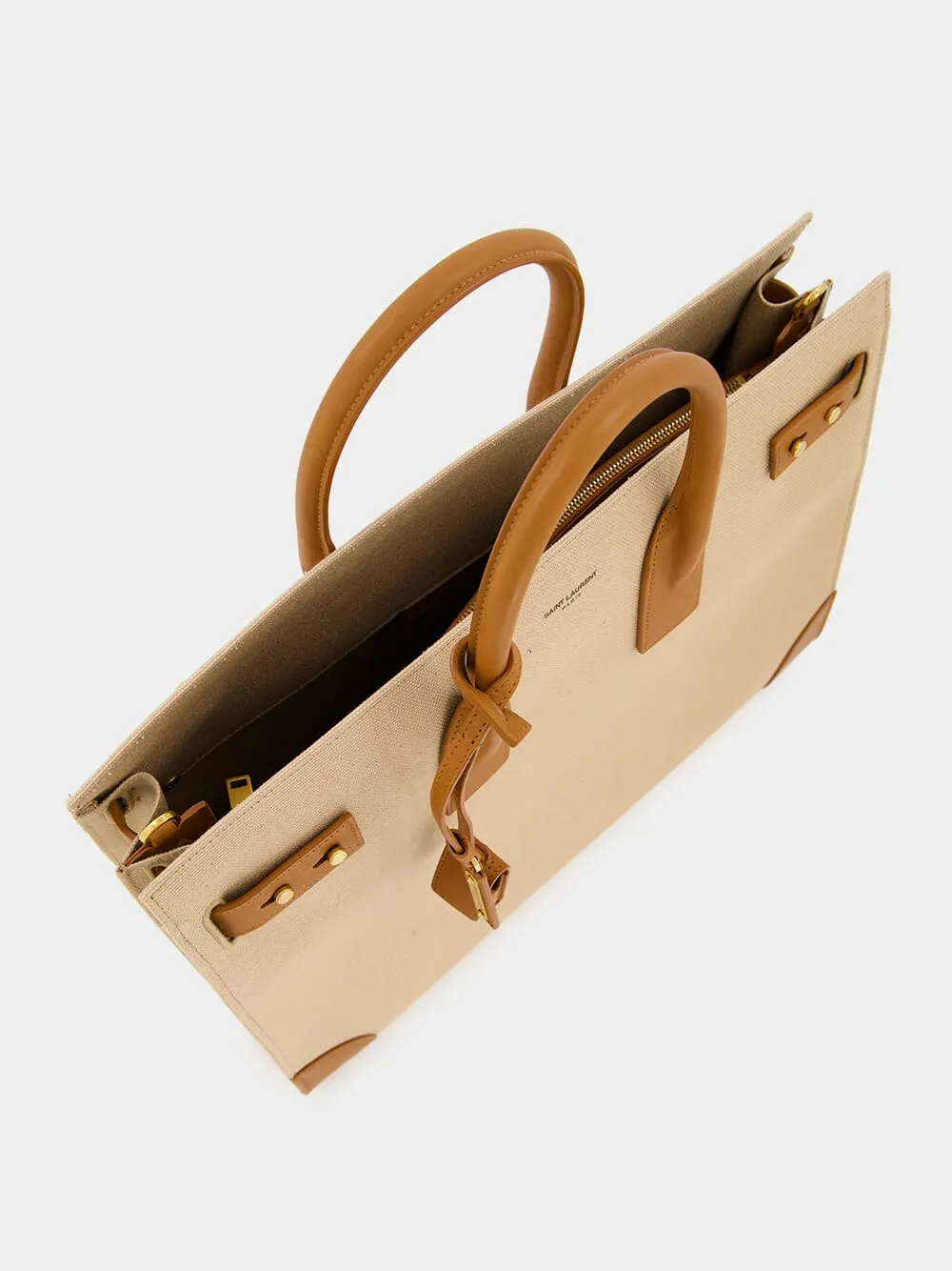 Canvas and Leather Sac de Jour Bag